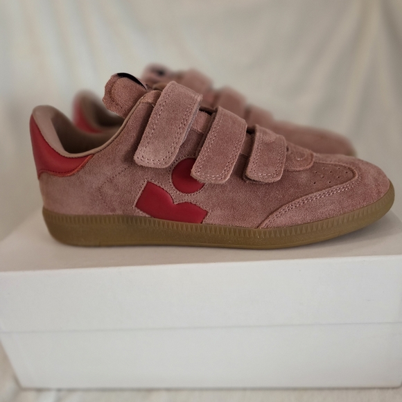 Isabel Marant Beth Low-Top Suede Sneakers Pink/Red Women US Size 8/EU 38 NIB - Picture 1 of 10